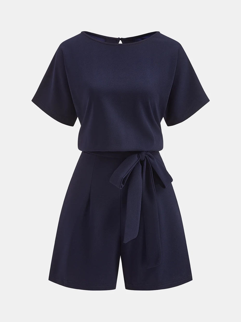 Commense Navy Tie-Waist Short-Sleeve Romper Small NWT